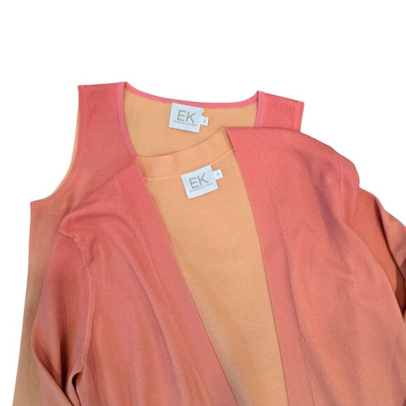 Edinburgh Knitwear Peach Ombre Cardigan & Tank Set Size S Pima Cotton winter set - Picture 7 of 10